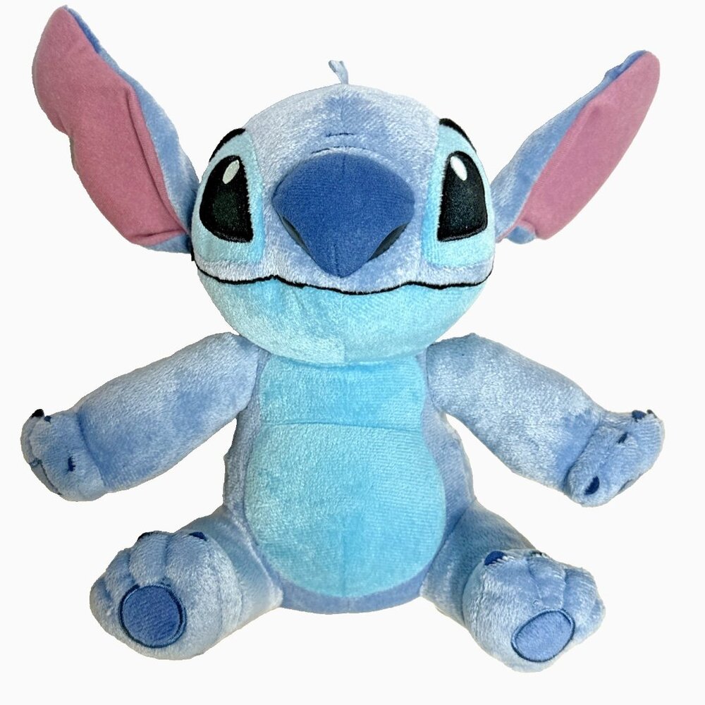 Disney Official STITCH 10" Plush Sky Blue Color Pink Ears Adorable Hard to Find